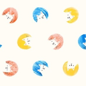 Playful cats in colorful painted polka dots [Small] cute kids baby nursery 