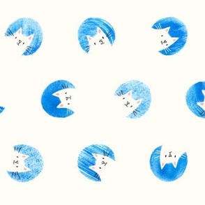 Playful cats in blue painted polka dots [Small] cute kids baby nursery 