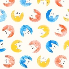Playful cats in colorful hand painted dots [Small] cute kids baby nursery 