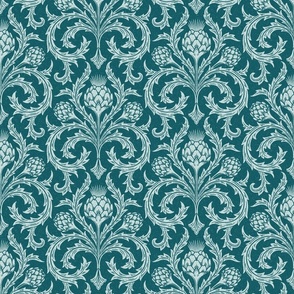 Artichoke block print, teal