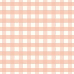 1 inch Large Peach gingham check - Soft Mellow peach or Peach parfait cottagecore country plaid - perfect for wallpaper bedding tablecloth - light baby peach