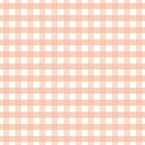 3/4 inch Medium Peach gingham check - Soft Mellow peach or Peach parfait cottagecore country plaid - perfect for wallpaper bedding tablecloth - light baby peach