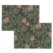 block printed pomegranate - moody wallpaper