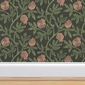 block printed pomegranate - moody wallpaper