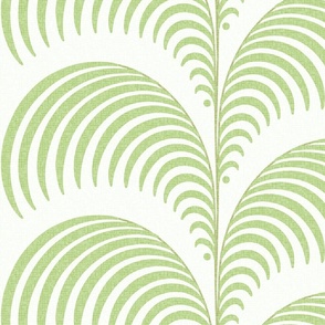 Serene palm Art Deco fern frond plume in tropical green wallpaper 24 scale by Pippa Shaw