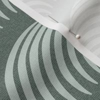 Serene palm Art Deco fern frond plume in neutral forest green wallpaper 12 scale by Pippa Shaw