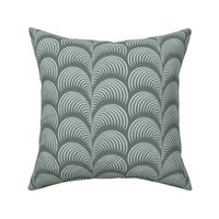 Serene palm Art Deco fern frond plume in neutral forest green medium scale by Pippa Shaw