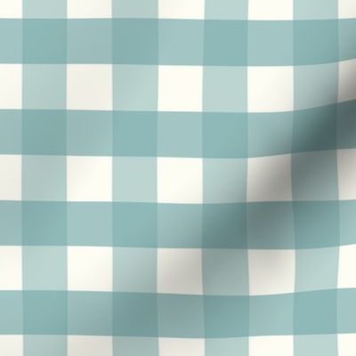 1 inch Large Teal gingham check - Soft Teal cottagecore country plaid - perfect for wallpaper bedding tablecloth - vichy check