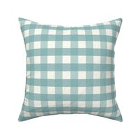 1 inch Large Teal gingham check - Soft Teal cottagecore country plaid - perfect for wallpaper bedding tablecloth - vichy check