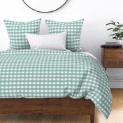 1 inch Large Teal gingham check - Soft Teal cottagecore country plaid - perfect for wallpaper bedding tablecloth - vichy check