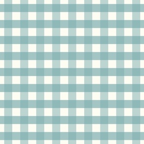 1 inch Large Teal gingham check - Soft Teal cottagecore country plaid - perfect for wallpaper bedding tablecloth - vichy check