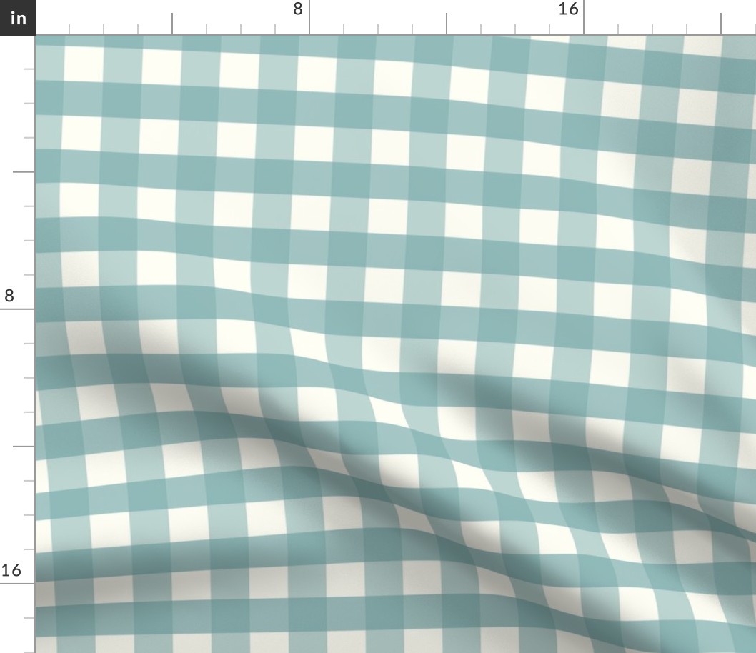 1 inch Large Teal gingham check - Soft Teal cottagecore country plaid - perfect for wallpaper bedding tablecloth - vichy check