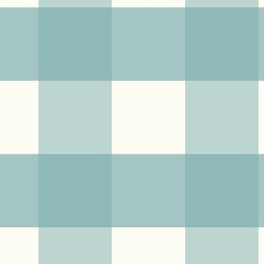 5 inch Huge Teal gingham check - Soft Teal cottagecore country plaid - perfect for wallpaper bedding tablecloth - vichy check