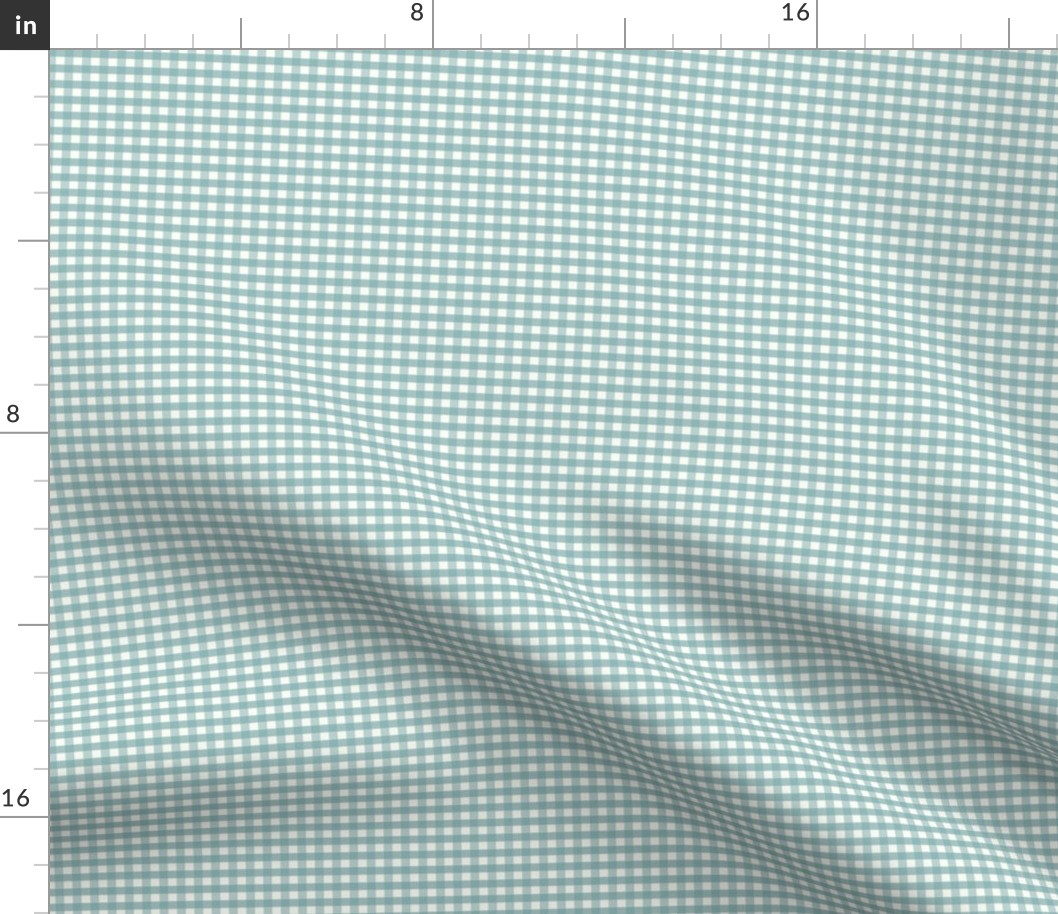 1/6 inch Extra Small Teal green gingham check - Soft Teal cottagecore country plaid - perfect for wallpaper bedding tablecloth - vichy check