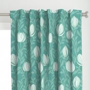 Wild Floral Vines Turquoise Textured