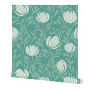 Wild Floral Vines Turquoise Textured