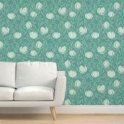 Wild Floral Vines Turquoise Textured