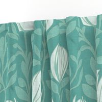 Wild Floral Vines Turquoise Textured