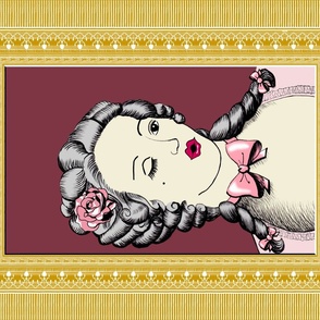 Royal Rococo lady in an antique gold frame on a tea towel