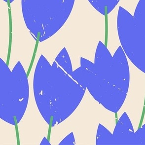 tulips - electric blue textured  LARGE 