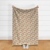 Elegant peony flowers, beige and bluch, large pattern