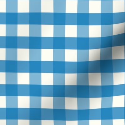 3/4 inch Medium Soft French Blue gingham check - Soft French Blue cottagecore country plaid - perfect for wallpaper bedding tablecloth - vichy check