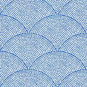 31 Serene Space- Relaxing Seigaiha Dots- Zen Arches- Abstract Boho Wallpaper- Bohemian Spa- Yoga Studio- Meditation Room- Japandi- Cobalt Blue on White- Bright Electric Blue- Medium