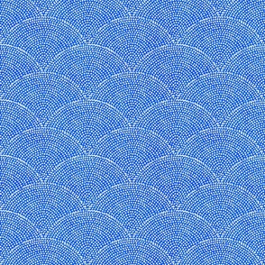 31 Serene Space- Relaxing Seigaiha Dots- Zen Arches- Abstract Boho Wallpaper- Bohemian Spa- Yoga Studio- Meditation Room- Japandi- White on Cobalt Blue- Bright Electric Blue- Small