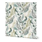 Kelp forest serene whimsical wallscape 12x18'' - half drop repeat