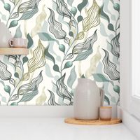 Kelp forest serene whimsical wallscape 12x18'' - half drop repeat