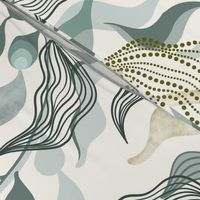 Kelp forest serene whimsical wallscape 12x18'' - half drop repeat