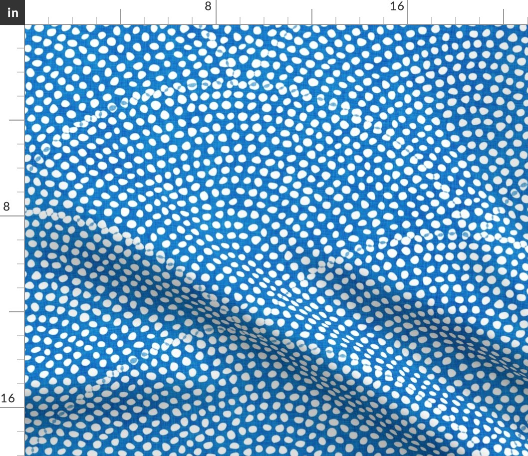 32 Serene Space- Relaxing Seigaiha Dots- Zen Arches- Abstract Boho Wallpaper- Bohemian Spa- Yoga Studio- Meditation Room- Japandi- White on Bluebell Blue- Large