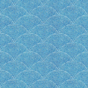 32 Serene Space- Relaxing Seigaiha Dots- Zen Arches- Abstract Boho Wallpaper- Bohemian Spa- Yoga Studio- Meditation Room- Japandi- White on Bluebell Blue- Small