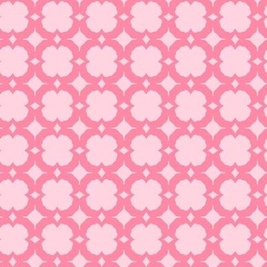 Floral check, geometric, floral grid, retro check in rose pink and pastel pink, large scale