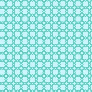 Floral check, geometric, floral grid, retro check in mint green and aqua, small scale