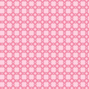 Floral check, geometric, floral grid, retro check in rose pink and pastel pink, small scale