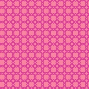 Floral check, geometric, floral grid, retro check in pink and peach, small scale