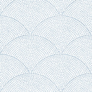 34 Serene Space- Relaxing Seigaiha Dots- Zen Arches- Abstract Boho Wallpaper- Bohemian Spa- Yoga Studio- Meditation Room- Japandi- Fog Blue on White- Pastel Blue- Baby Blue- Medium