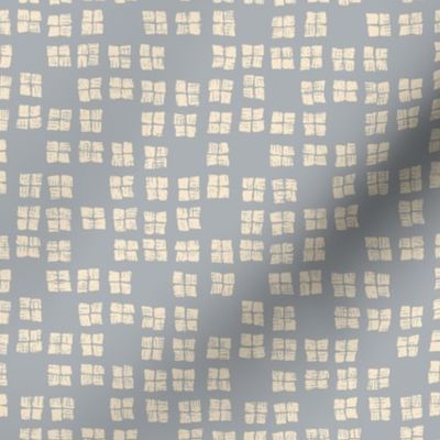 Textured unperfect irregular square check boxes  - Light Blue with cream