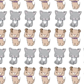 Whimsical Cats & Dogs, white rows