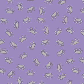 Whimsical Cats & Dogs, purple paws