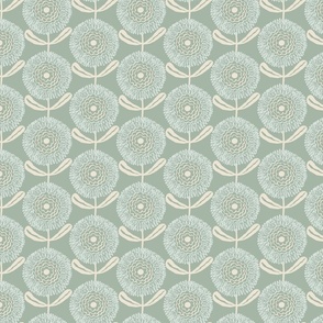 neutral retro florals muted green 