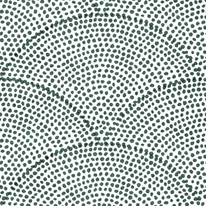 36 Serene Space- Relaxing Seigaiha Dots- Zen Arches- Abstract Boho Wallpaper- Bohemian Spa- Yoga Studio- Meditation Room- Japandi- Pine Green on White- Earthy Green- Forest Green- Christmas- Large