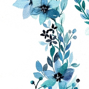 Big- Oval floral Crown-Serene Blue Watercolor Floral 