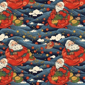 santa claus as red ball on the ocean waves