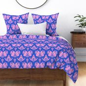 Frenchie Dog Block Print Inspired Style - Pink Blue MD