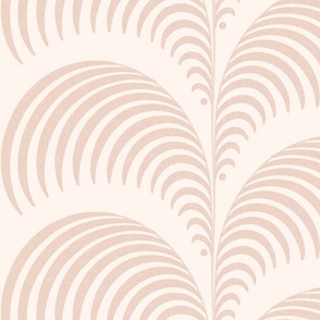 Serene palm Art Deco fern frond plume in warm blush neutral wallpaper 24 scale by Pippa Shaw