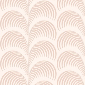 Serene palm Art Deco fern frond plume in warm blush neutral wallpaper 12 scale by Pippa Shaw