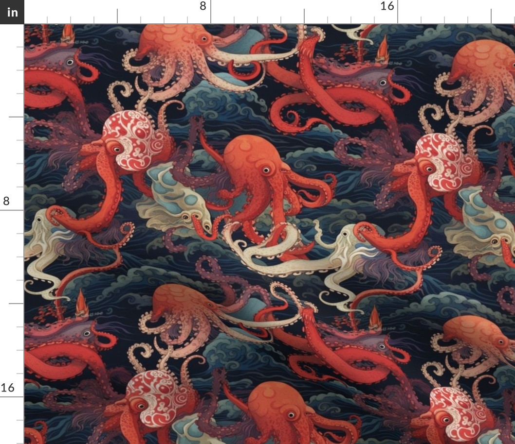 yoshitoshi inspired squid in the sea