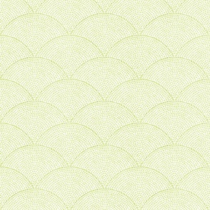 41 Serene Space- Relaxing Seigaiha Dots- Zen Arches- Abstract Boho Wallpaper- Bohemian Spa- Yoga Studio- Meditation Room- Japandi- Honeydew Green on White- Bright Pastel Green- Spring- Small